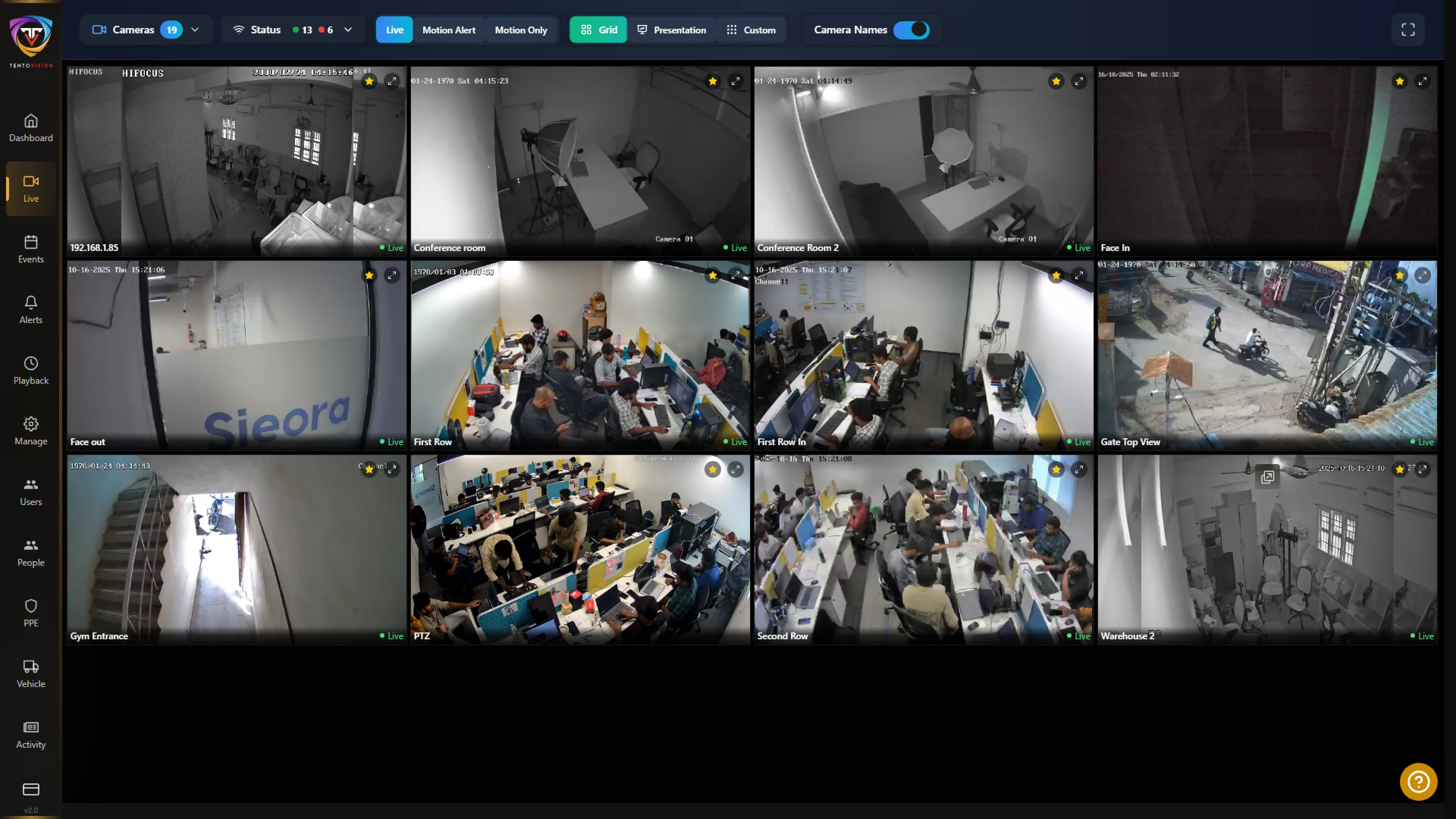 Tentovision as the video intelligence layer of a smart city ICCC, routing AI alerts to police, fire, and traffic agencies on a GIS map